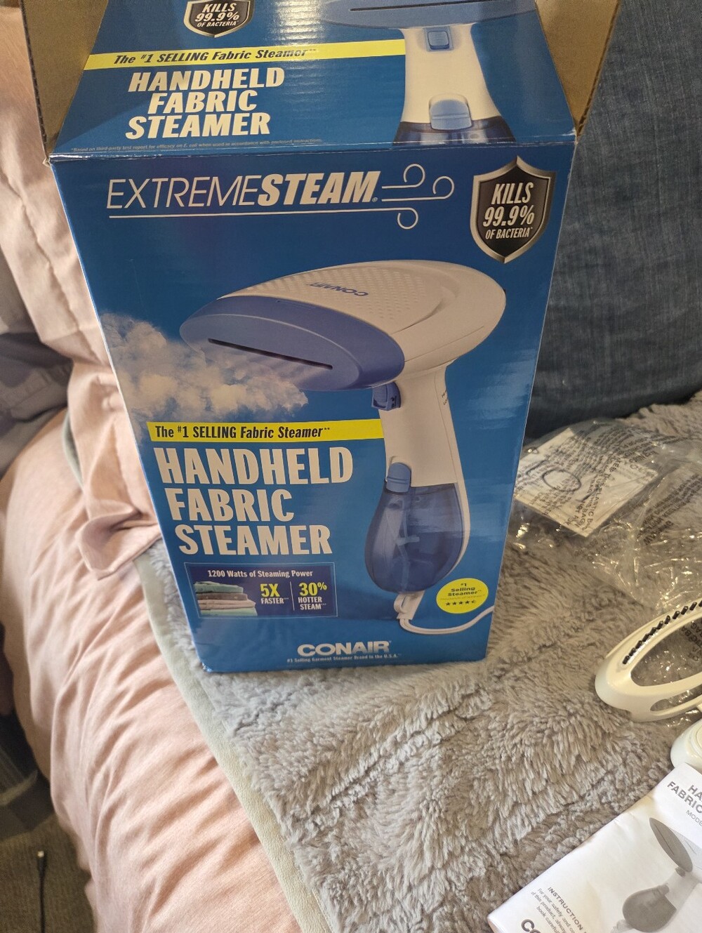 Handheld Fabric Steamer - White & Blue
